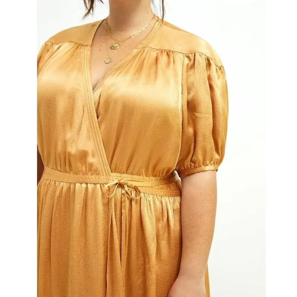 Anthropologie Maeve Gold Midi Dress - Picture 2 of 14